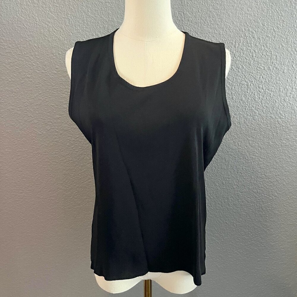 Exclusively MISOOK Petite Basic Black Knit Tank Top Camisole Closet Staple - M